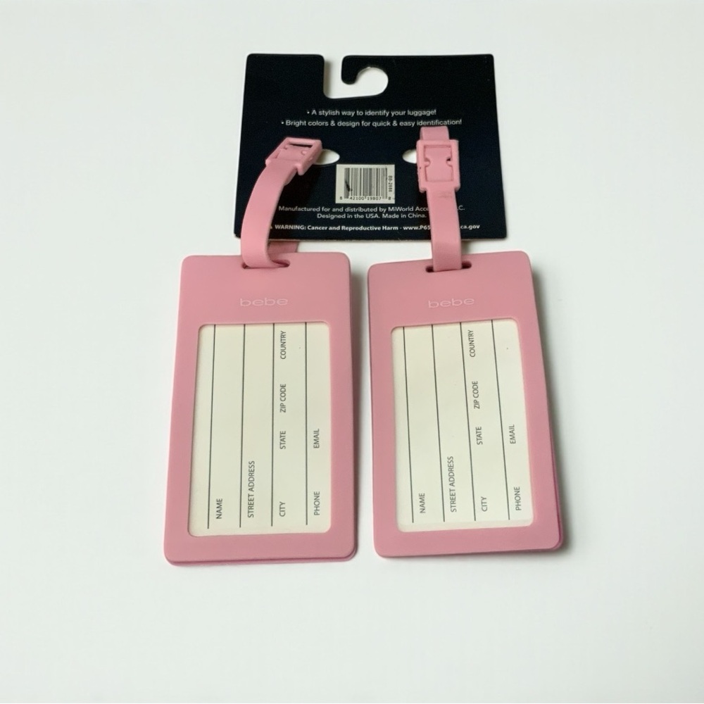 Bebe Heart Pattern Pink Luggage Tags Set - Picture 4 of 4